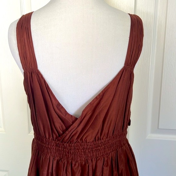 Banana Republic Rust Brown Embroidered Dress Womens Sz 14 - Picture 7 of 16